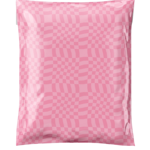 10 Pk 14" X 19" Thick Polymailers Pink Wavy This Package Is Happy To See You - Picture 2 of 5